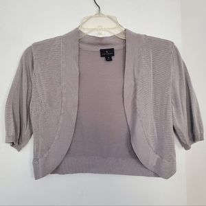 Cropped Knitted Gray Short Sleeve Cardigan
